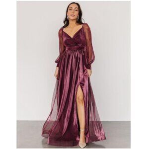 Baltic Born Octavia Shimmer Front Slit Gown in Midnight Rose 2X